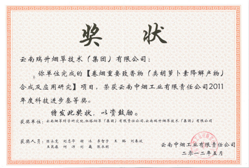 2012年，卷烟重要致香物（类胡萝卜素降解产物）合成及应用研究.jpg
