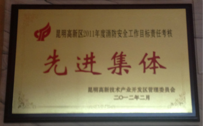 2011年，昆明高新区2011年度消防安全工作目标责任考核先进集体.jpg