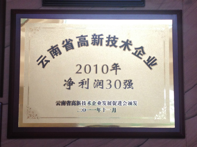 2011年，云南省高新技术企业2010年净利润30强.jpg