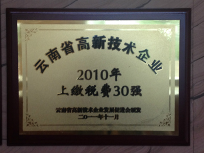 2011年，云南省高新技术企业2010年上税缴费30强.jpg